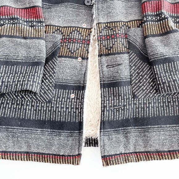 Billabong Womens Zippora Black Tribal Woven Jacket Coat Gray & Red Small - Picture 7 of 8
